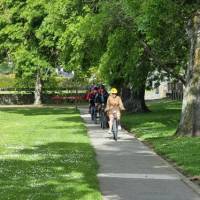 Cyclists on the Alps to Ocean trail enjoy picturesque scenery and a variety of riding terrain as they make their way from the mountains to the ocean