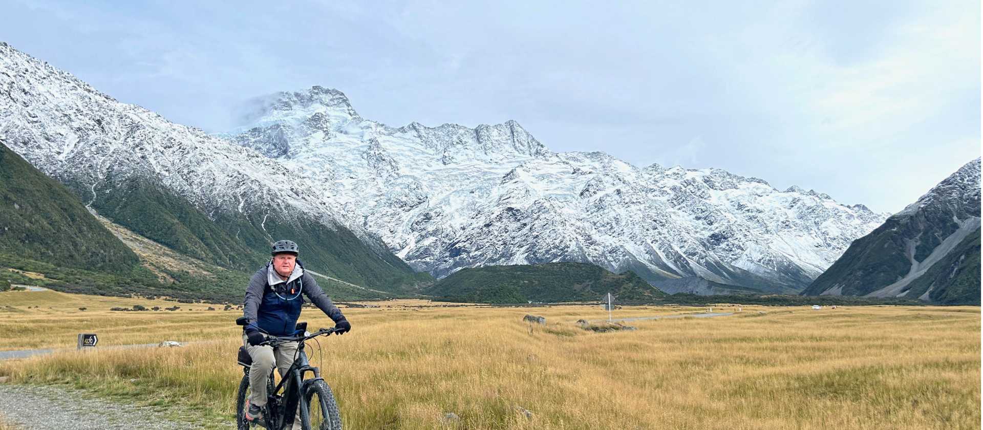 Riding towards the Mt Cook airport on day 1 after leaving White Horse Campground | Andrew G