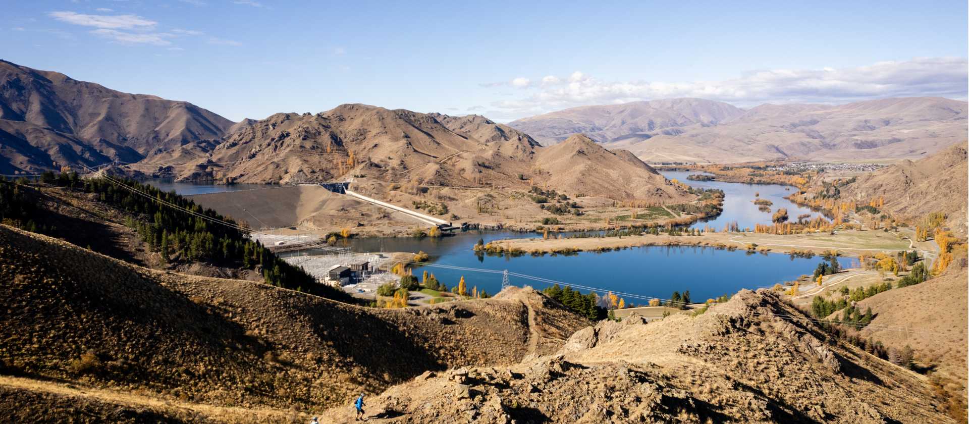 Cycling along the beautiful Benmore Dam on the Alps to Ocean. | Clare Toia-Bailey
