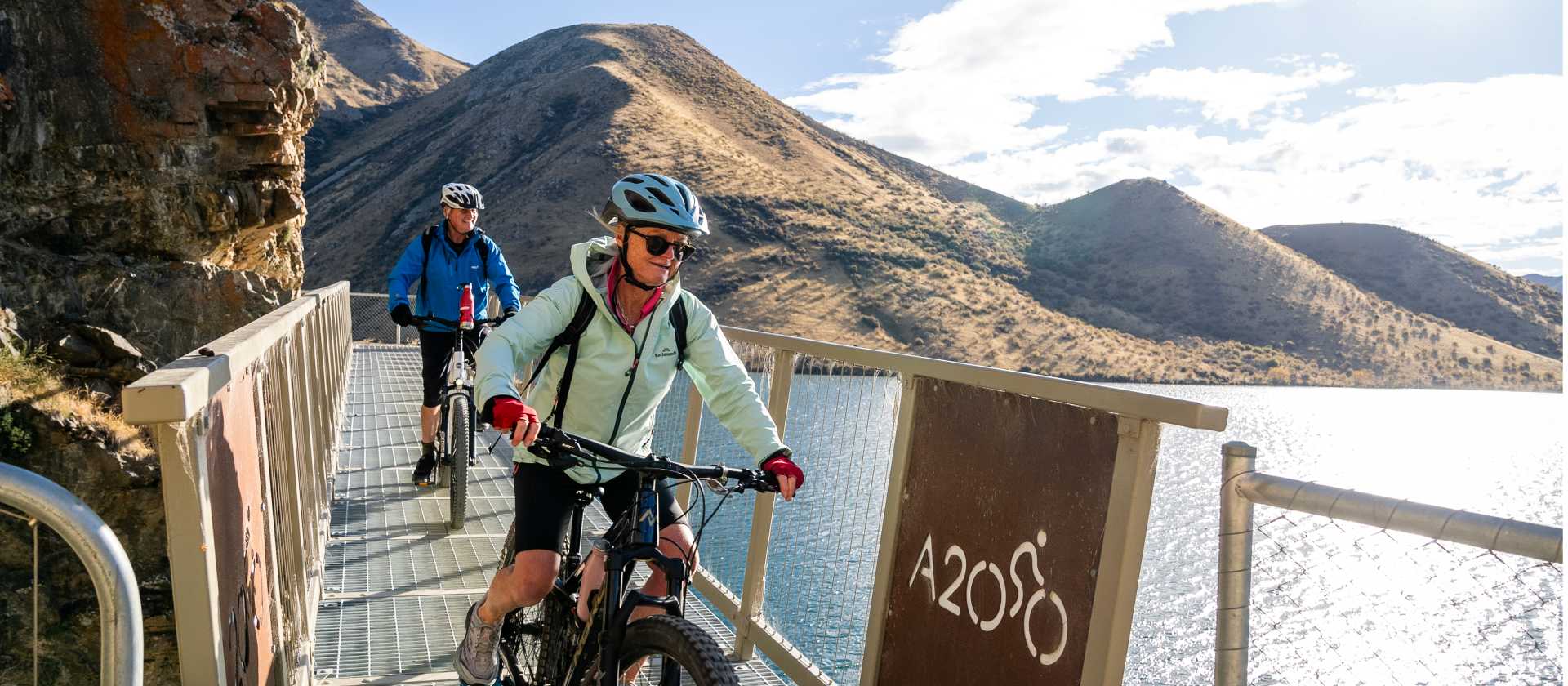 Cycling along the Benmore Dam. | Clare Toia-Bailey