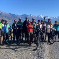 Happy cyclists on the Alps to Ocean trail