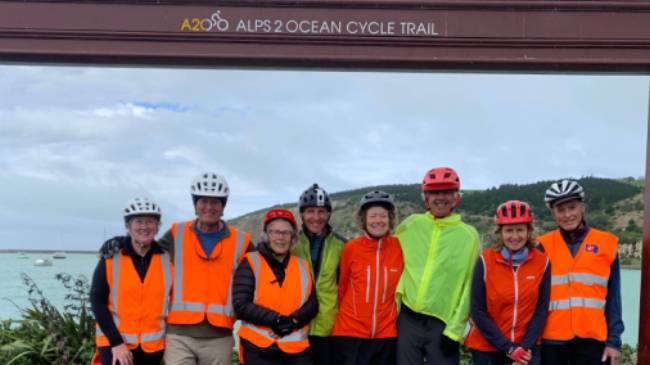 The end of the Alps to Ocean cycle trail at Oamaru