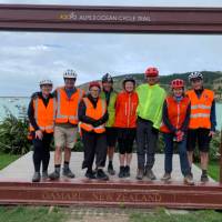 The end of the Alps to Ocean cycle trail at Oamaru