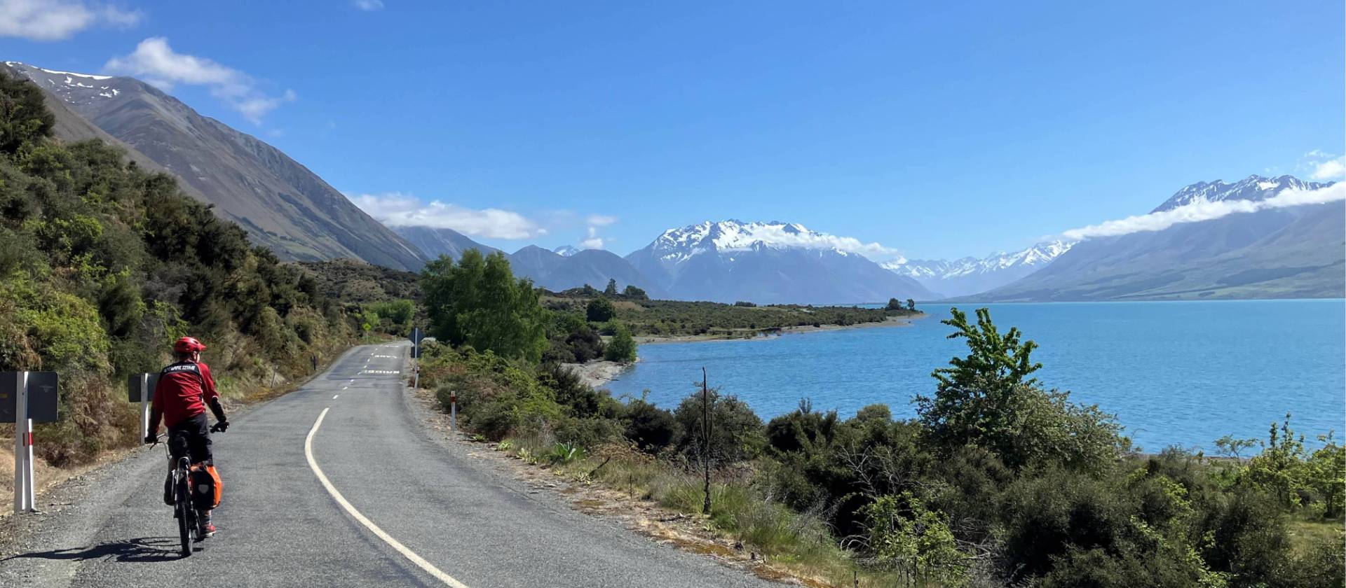 Cycling around Lake Ohau along the lakeshore | Sandra Appleby