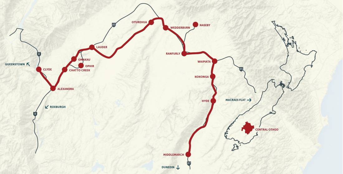 Map of Central Otago Rail Trail