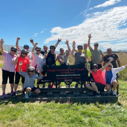 Jude and friends enjoying the Rail Trail