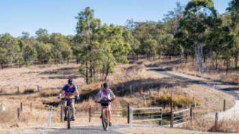 Murgon,Jason Wyeth Cycling the rail trail around Murgon in Queensland